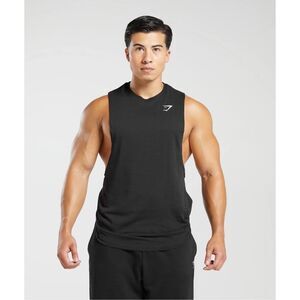 GYMSHARK Men’s Black Sleeveless Drop Arm Tank Top Small